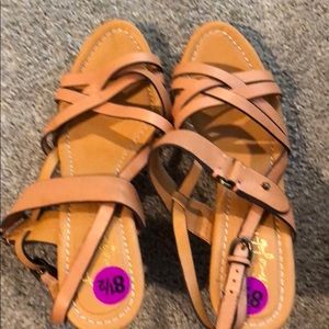 High heeled leather sandals